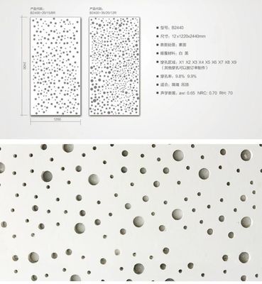 Irregular Shape PVC/Vinyl Faced Acoustical Gypsum Ceiling Board with 780kg/M3 Density