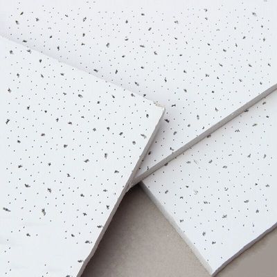 Acoustic Mineral Fiber Wool Drop Ceiling Tile Panels with Strip Lines Surface Picture