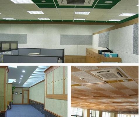 E0 Eco-Friendly Blackish Green Wood Wool Sound Acoustic Ceiling with Veneer Finishing