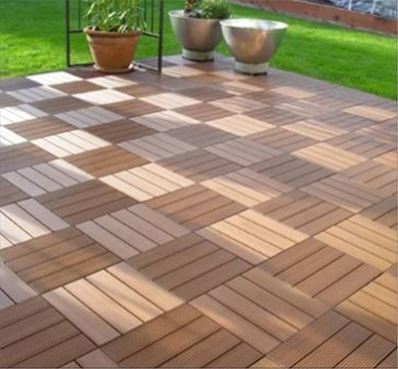 Grain Optional Synthetic WPC DIY Decking Tiles for Outdoor Floor Decor in Custom Length